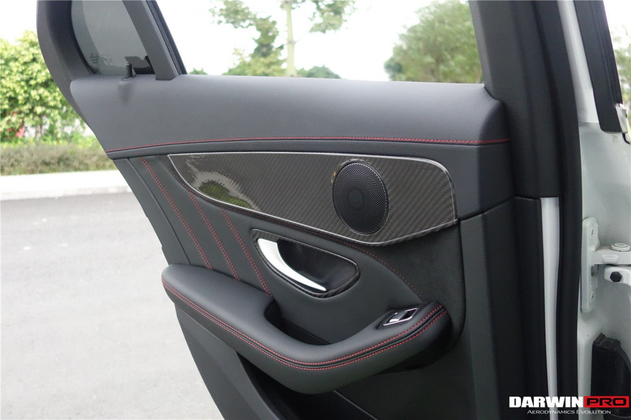 2015 - 2021 Mercedes Benz W205 C Class GLC X253 Carbon Fiber Interior Door Handle Cover Trim